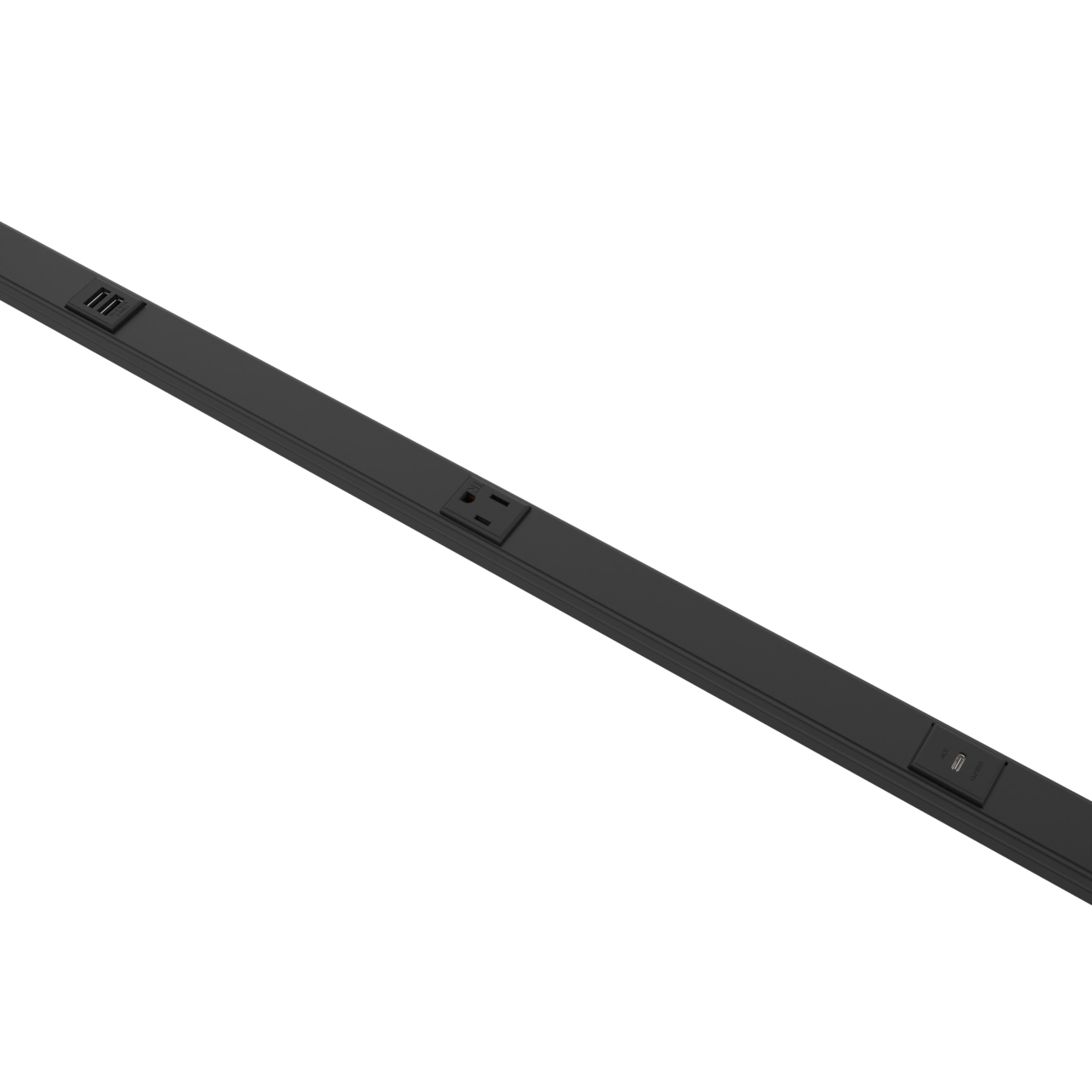 5 Plugmold Multioutlet System with USB-C and USB-A in Black Painted Plugmold-USB-C-Black-Painted - Wiremold - 5 Plugmold Multioutlet System with USB-C and USB-A in Black Painted
