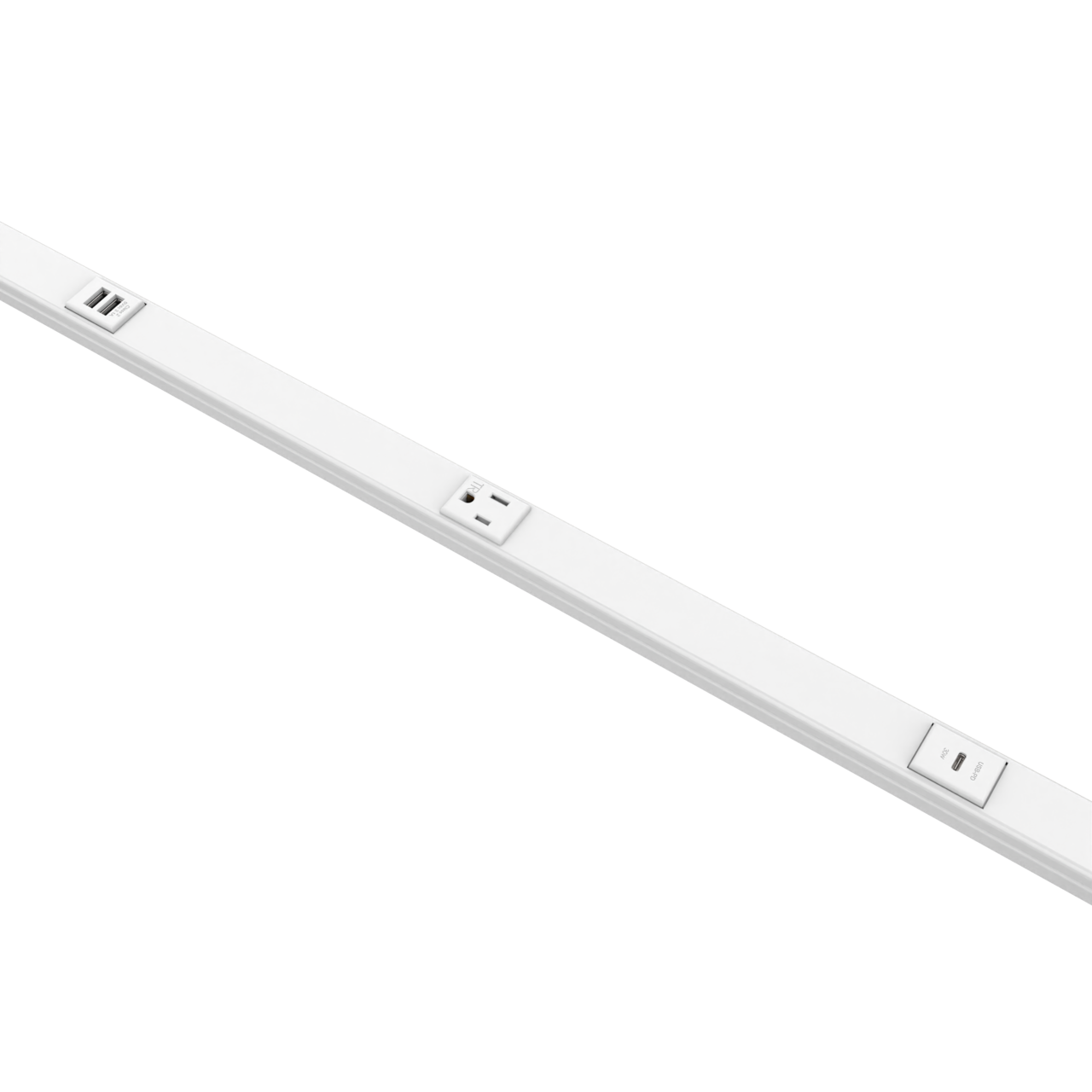 5 Plugmold Multioutlet System with USB-C and USB-A in White Painted Plugmold-USB-C-White-Painted - Wiremold - 5 Plugmold Multioutlet System with USB-C and USB-A in White Painted