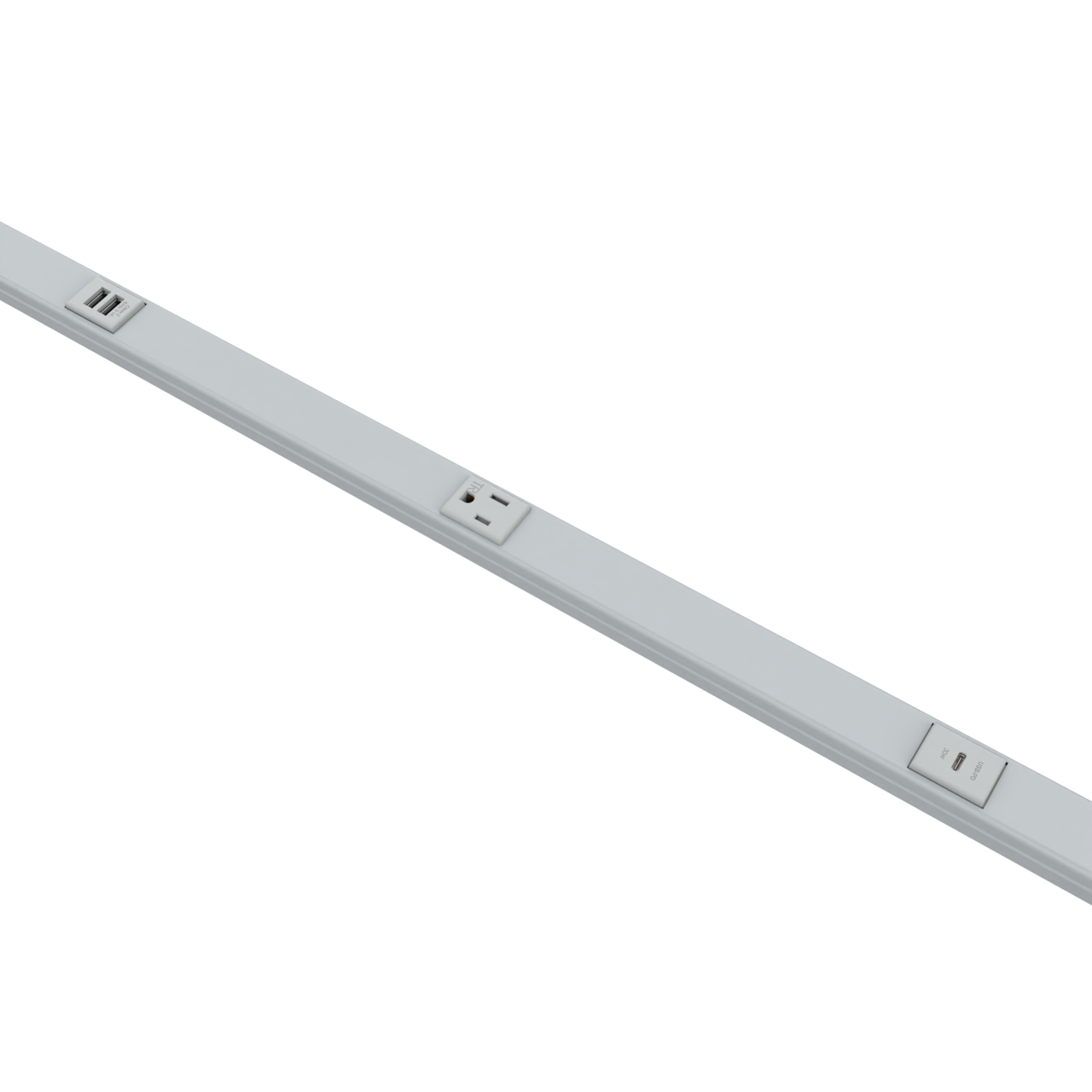 5 Plugmold Multioutlet System with USB-C and USB-A in Gray Painted Plugmold-USB-C-Gray-Painted - Wiremold - 5 Plugmold Multioutlet System with USB-C and USB-A in Gray Painted
