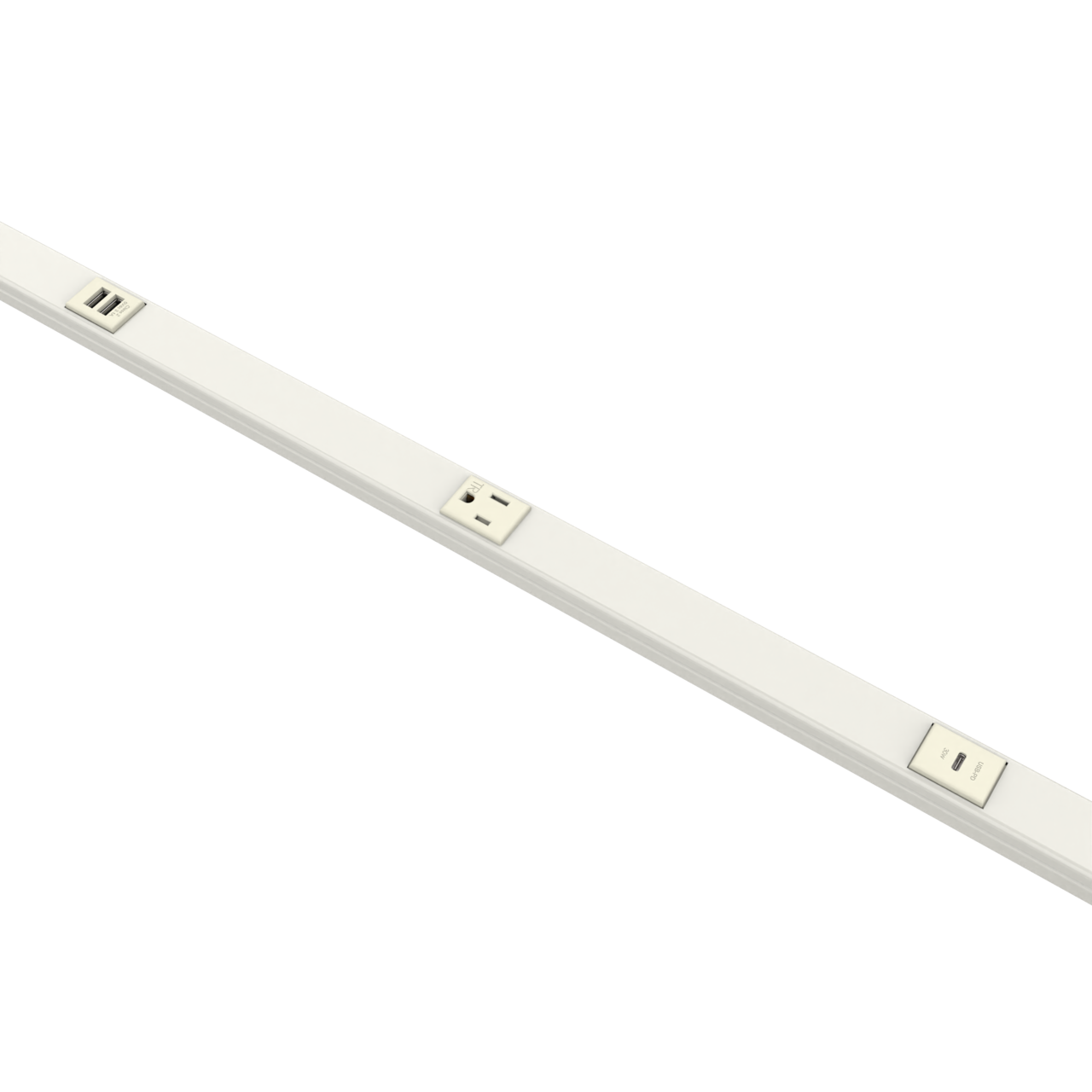 5 Plugmold Multioutlet System with USB-C and USB-A in Ivory Painted Plugmold-USB-C-Ivory-Painted - Wiremold - 5 Plugmold Multioutlet System with USB-C and USB-A in Ivory Painted