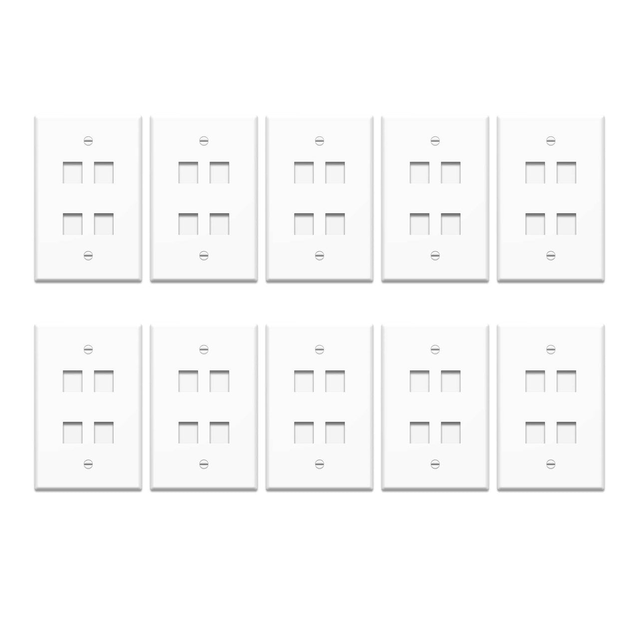 WP3404WH10 - On-Q - 1Gang 4 Port Keystone Wall Plate in White 10 Pack