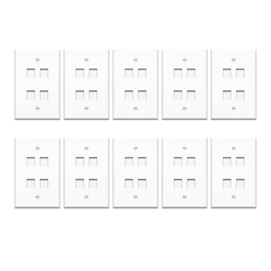 WP3404WH10 - On-Q - 1Gang 4 Port Keystone Wall Plate in White 10 Pack
