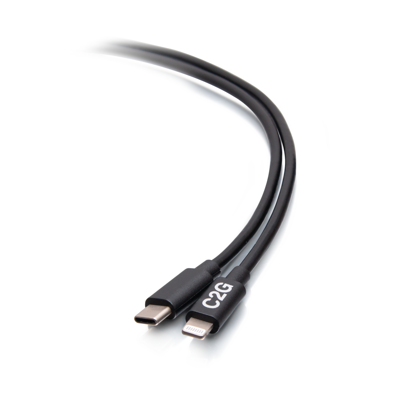 C2G54555 - C2G - 3ft (0.9m) USB-C Male to Lightning Male Sync and Charging Cable Black