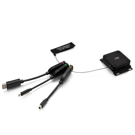 C2G29995 - C2G - Retractable Universal Mount 4K HDMI Dongle Adapter Ring including Color Coded Mini DisplayPort DisplayPort and USB-C Adapters with AntiMicro-Bial Technology