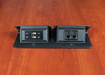 DQFP20UBK-2A - Wiremold - DQFP20UBK2A Cord Ended deQuorum Dual FlipUp Unit with USB in Black
