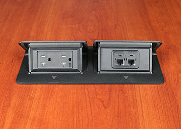 DQFP20BK-2A - Wiremold - DQFP20BK2A Cord Ended deQuorum Dual FlipUp Unit in Black