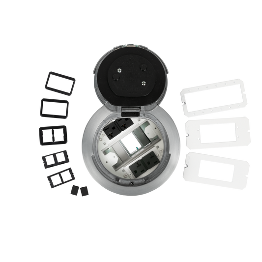 6ATC2PAA3H - Wiremold - 6ATC2PAA3H 3Hour Fire Classified 6 inch Recessed Prewired Surface Style PokeThru Assembly in Brushed Aluminum