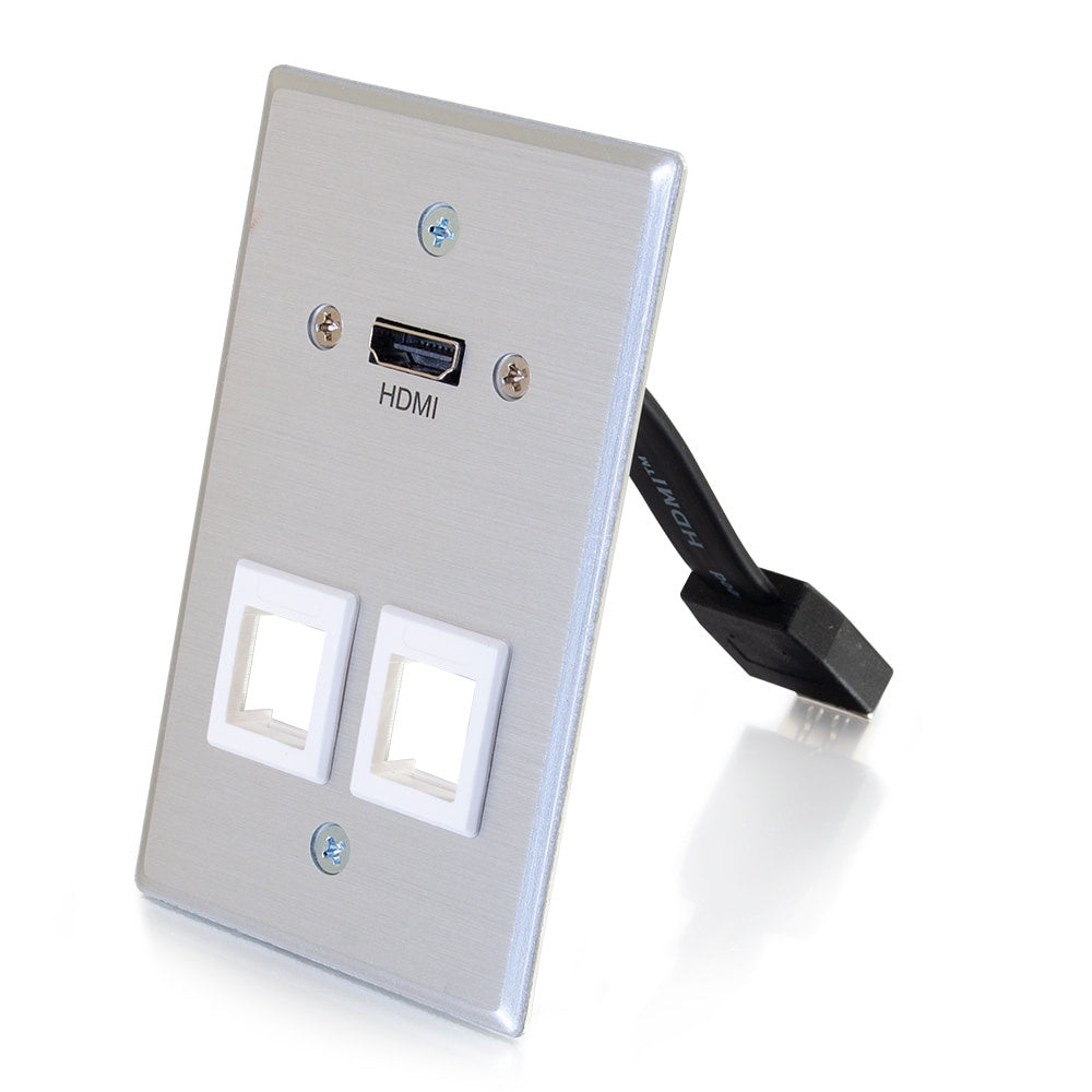 CG60160 - C2G - HDMI Pass Through Single Gang Wall Plate with Two Keystones Aluminum