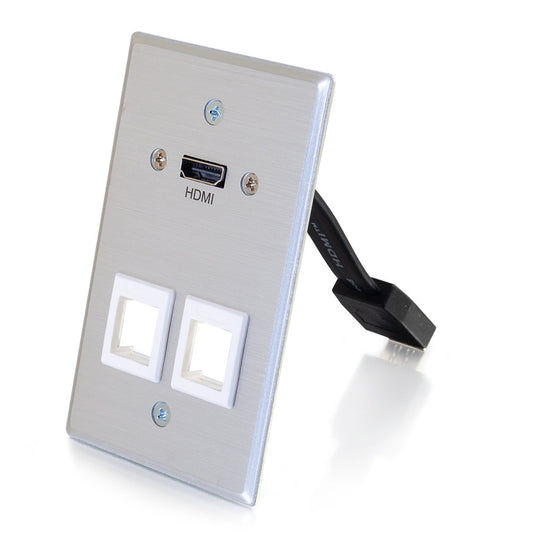 CG60160 - C2G - HDMI Pass Through Single Gang Wall Plate with Two Keystones Aluminum