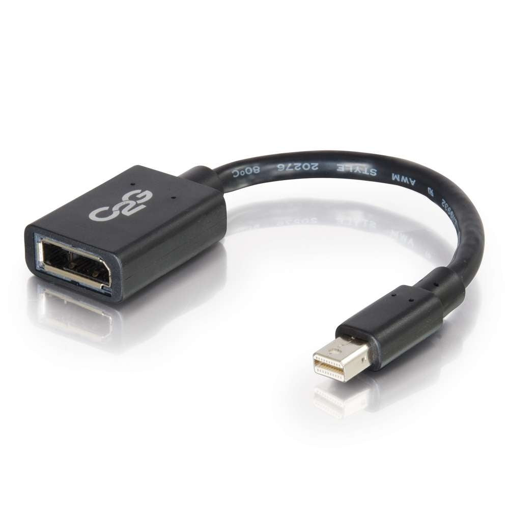 CG54303 - C2G - 6 Inch Mini DisplayPort Male to DisplayPort Female Adapter Converter 4K 30Hz Black