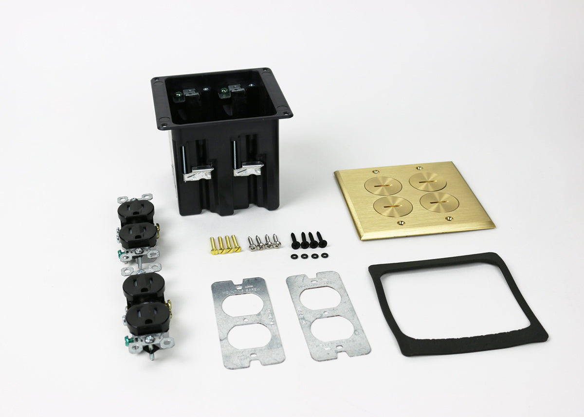 WMFB2DR2B - Wiremold - WMFB2DR2B Two Gang Floor Box Assembly in Brass