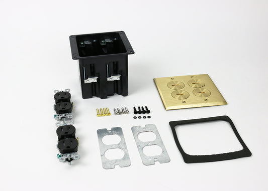 WMFB2DR2B - Wiremold - WMFB2DR2B Two Gang Floor Box Assembly in Brass
