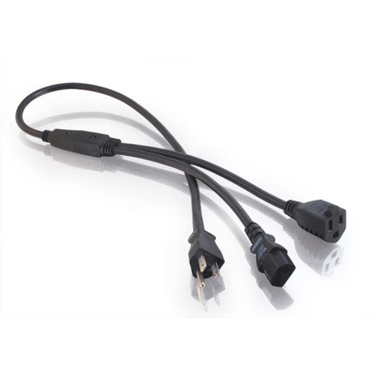 CG29811 - C2G - 3ft 16 AWG 1to2 Power Cord Splitter NEMA 515P to 1 NEMA 515R plus 1 IEC320C13
