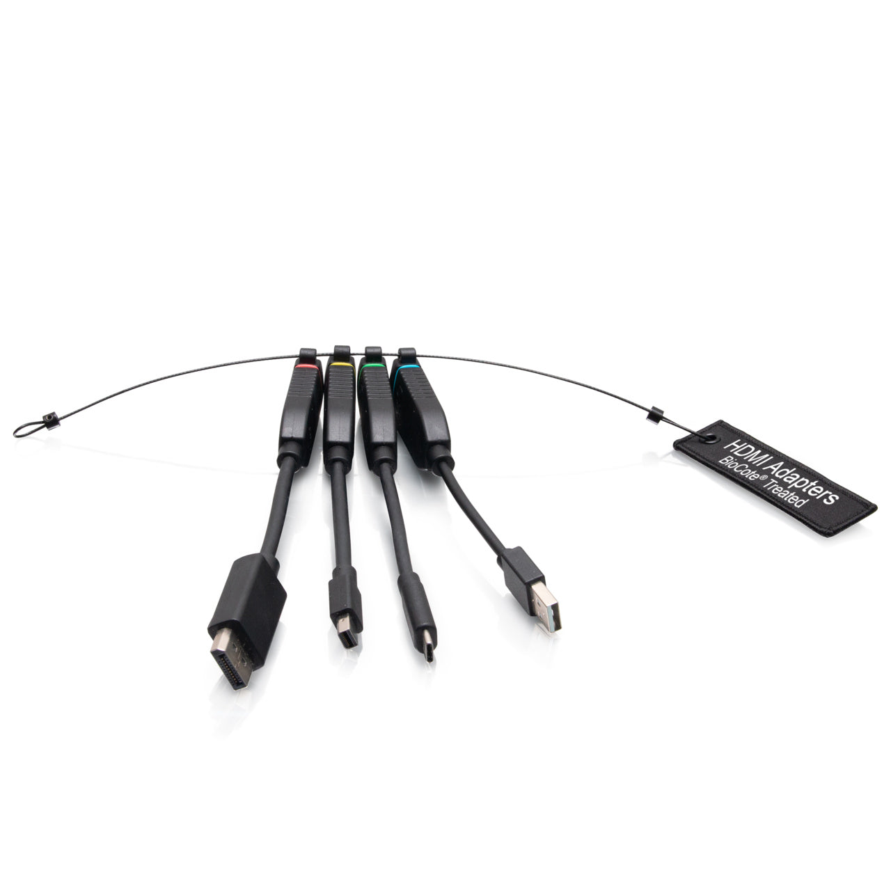 C2G30285 - C2G - Universal 4K HDMI Dongle Adapter Ring including Color Coded Mini DisplayPort DisplayPort USB-C and USB-A Male to USB-C Female Adapters with AntiMicro-Bial Technology