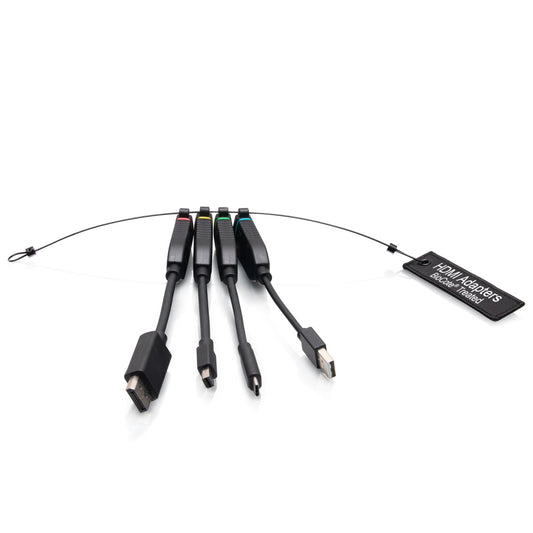 C2G30285 - C2G - Universal 4K HDMI Dongle Adapter Ring including Color Coded Mini DisplayPort DisplayPort USB-C and USB-A Male to USB-C Female Adapters with AntiMicro-Bial Technology