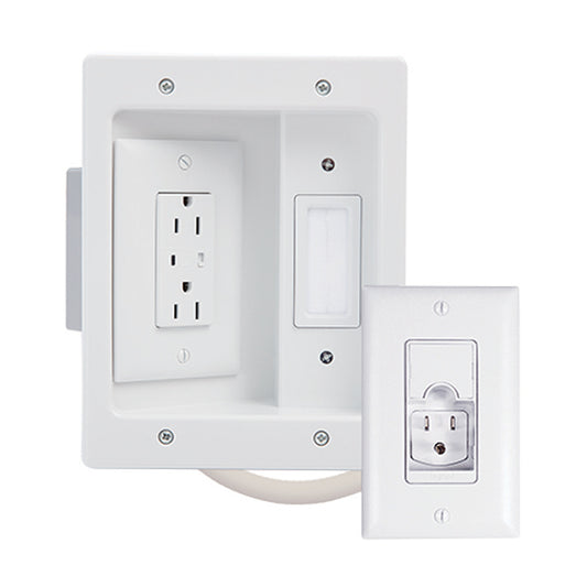 CPS306WV1 - On-Q - In Wall TV Power Kit with Surge Protective Outlet in White