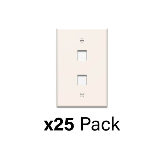 WP3402LA25 - On-Q - 1Gang 2 Port Keystone Wall Plate in Light Almond 2 5 Pack