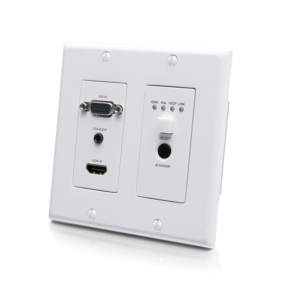 C2G30017 - C2G - HDMI HDBaseT VGA 3.5mm RS232 and IR over Cat Extender Dual Gang Wall Plate Transmitter 4K 60Hz