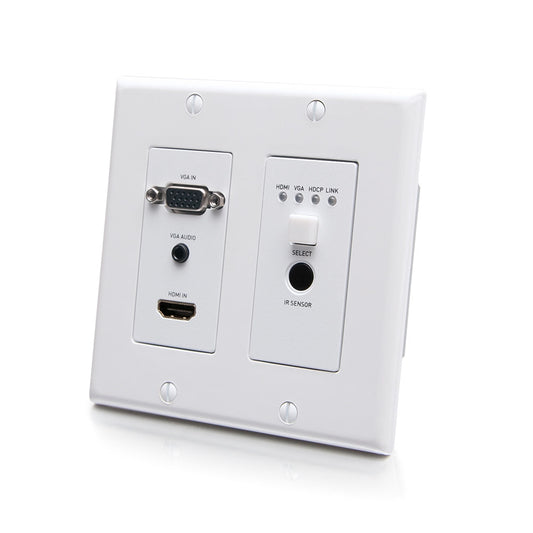 C2G30017 - C2G - HDMI HDBaseT VGA 3.5mm RS232 and IR over Cat Extender Dual Gang Wall Plate Transmitter 4K 60Hz