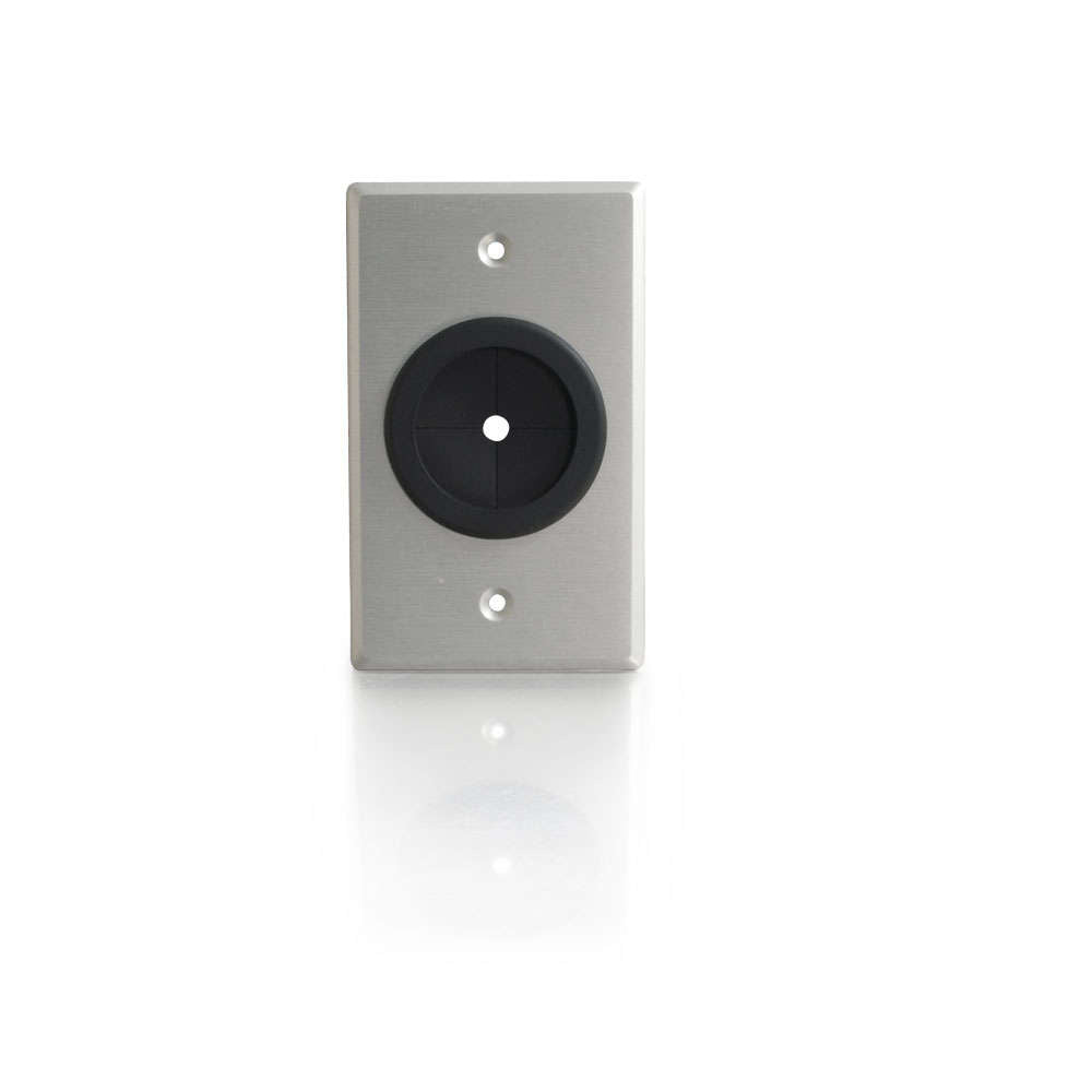 CG40489 - C2G - 15 Inch Grommet Cable Pass Through Single Gang Wall Plate Brushed Aluminum
