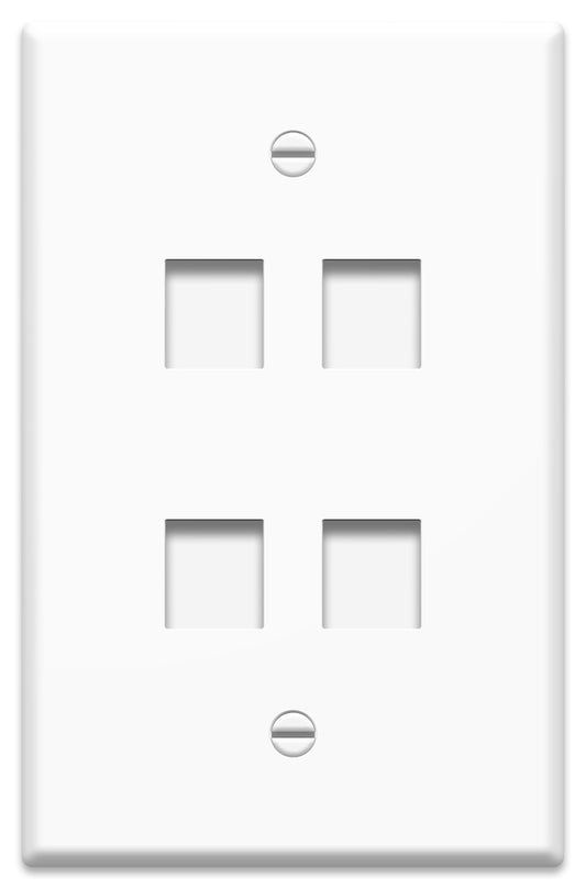 WP3304WH - On-Q - 1Gang 4 Port Oversized Wall Plate in White