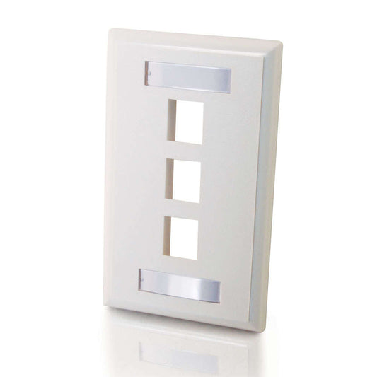 CG03412 - C2G - Three Port Keystone Single Gang Wall Plate White