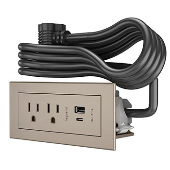 RDZCNI - Wiremold - RDZCNI radiant Furniture Power Center 2OL with 2 USB-A and USB-C Charging Ports 6 ft in Nickel