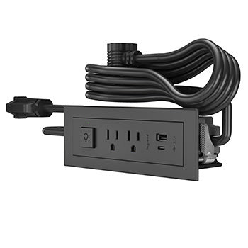 RDSZCBK10 - Wiremold - RDSZCBK10 radiant Furniture Power Center 2OL with 2 USB-A and USB-C Charging Ports 10 ft in Black