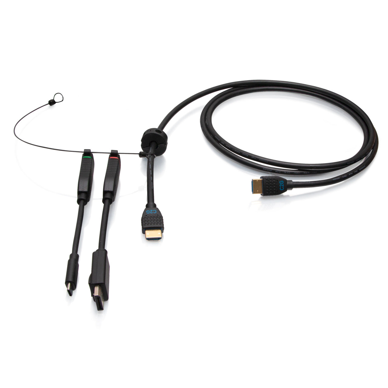 C2G4200587 - C2G - 6ft (1.8m) 4K HDMI Premium Cable and Universal Dongle Adapter Ring with Color Coded DisplayPort and USB-C without Pull Tab