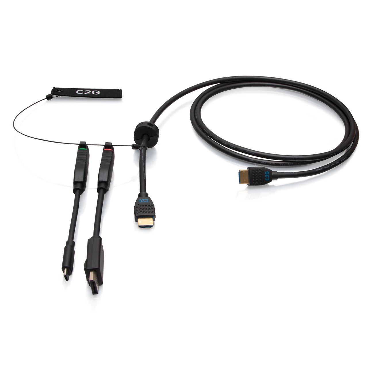 C2G30053 - C2G - 6ft (1.8m) 4K HDMI Premium Cable and Dongle Adapter Ring with Color Coded DisplayPort and USB-C