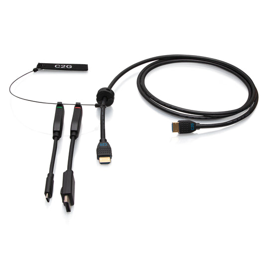 C2G30053 - C2G - 6ft (1.8m) 4K HDMI Premium Cable and Dongle Adapter Ring with Color Coded DisplayPort and USB-C