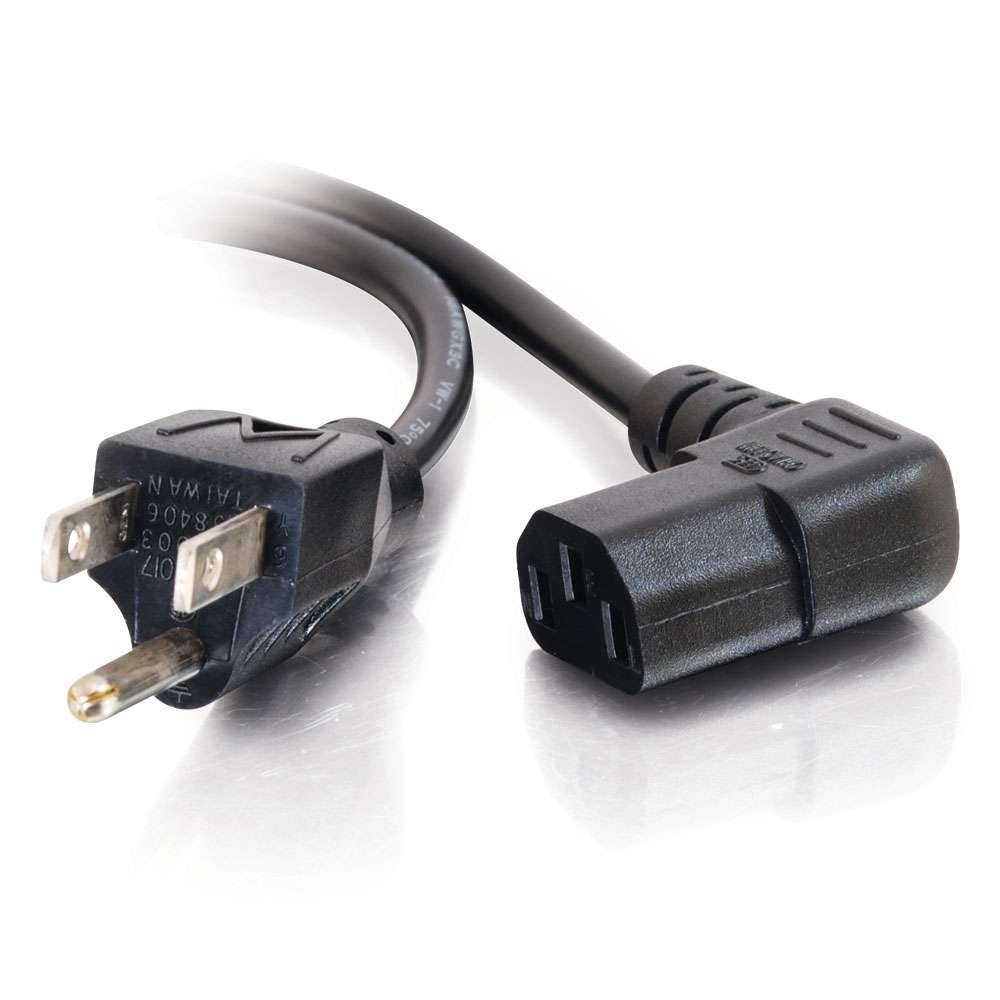 CG03152 - C2G - 6ft 18 AWG Universal Right Angle Power Cord NEMA 515P to IEC320C13R