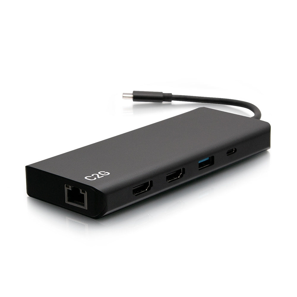 C2G54488 - C2G - USB-C 9in1 Dual Display Docking Station with HDMI Ethernet USB 3.5mm Audio and Power Delivery up to 60W 4K 30Hz TAA Compliant