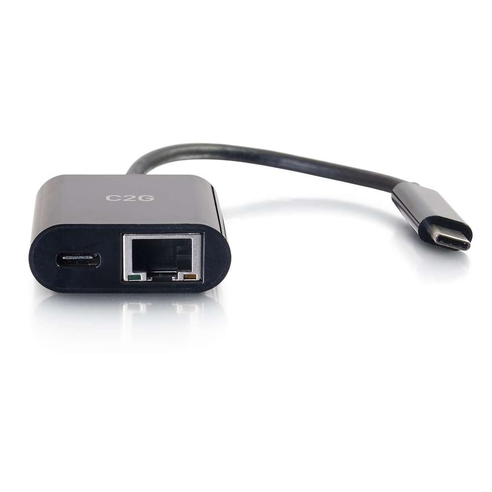 CG29749 - C2G - USB-C to Ethernet Multiport Adapter with Power Delivery up to 60W Black