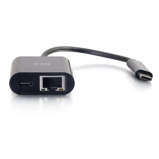CG29749 - C2G - USB-C to Ethernet Multiport Adapter with Power Delivery up to 60W Black