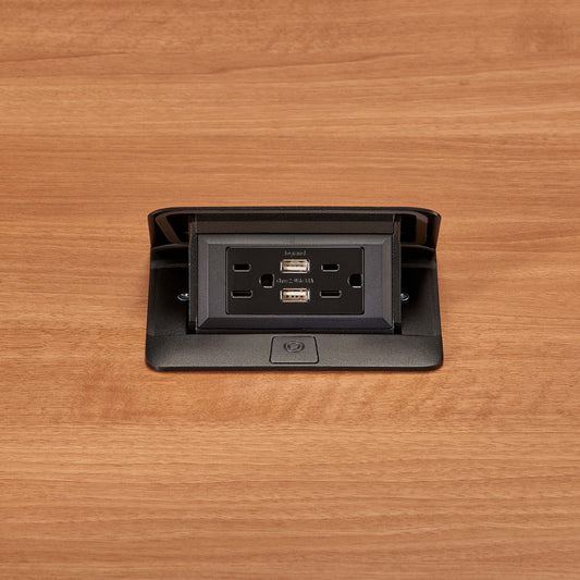 DQFP15UBK - Wiremold - DQFP15UBK Cord Ended deQuorum Single Flip Up Unit with USB in Black
