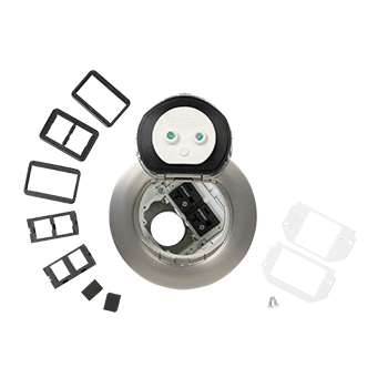 4ATCP2CRSN - Wiremold - 4ATCP2CRSN 4 inch Prewired Dual Service Controlled Receptacle Evolution PokeThru Device in Satin Nickel
