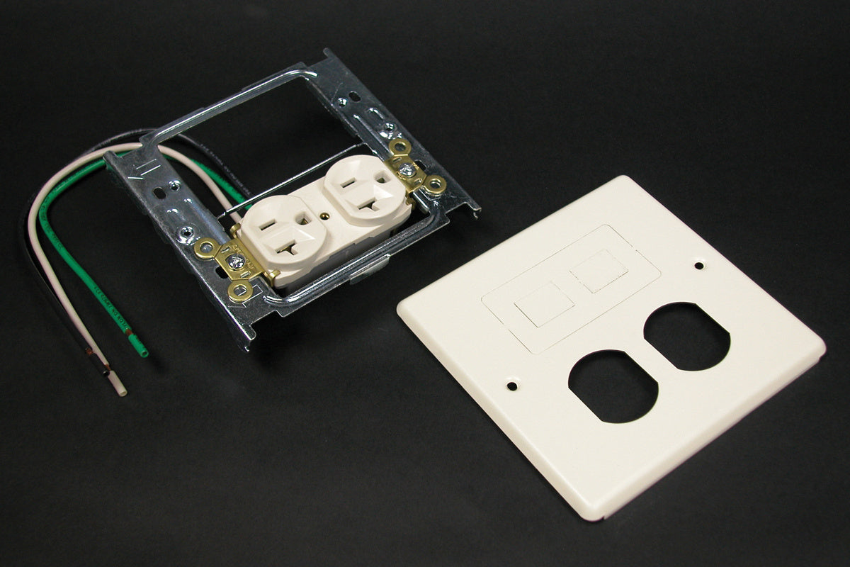 G4047WF - Wiremold - G4047WF 4047 Two Gang Cover One Duplex Receptacle Installed One Modular Furniture Opening in Gray