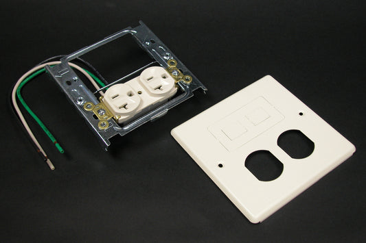 G4047WF - Wiremold - G4047WF 4047 Two Gang Cover One Duplex Receptacle Installed One Modular Furniture Opening in Gray