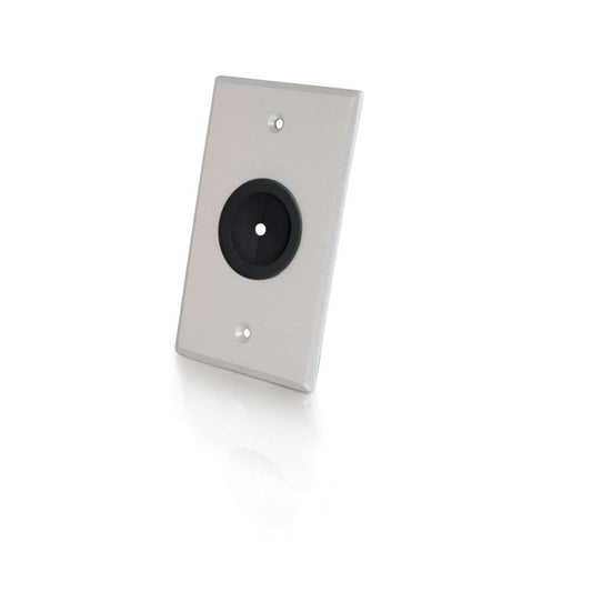 CG40488 - C2G - 1 Inch Grommet Cable Pass Through Single Gang Wall Plate Brushed Aluminum