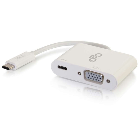 CG29534 - C2G - USB-C to VGA Video Multiport Adapter with Power Delivery up to 60W White