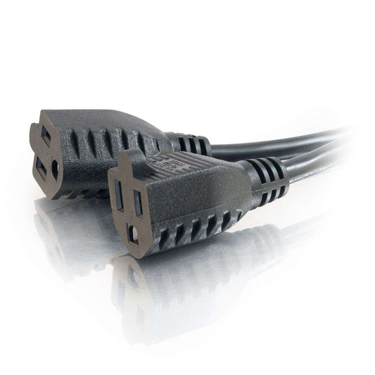 CG29802 - C2G - 18 Inch 16 AWG 1to2 Power Cord Splitter 1 NEMA 515P to 2 NEMA 515R