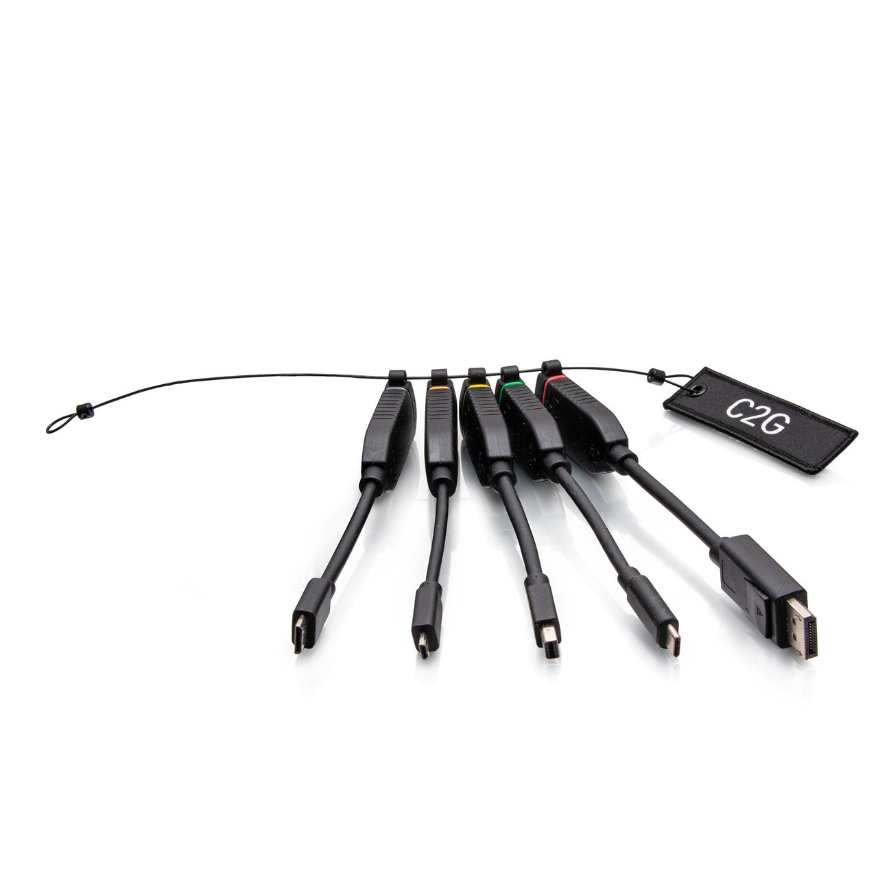 C2G30287 - C2G - Universal 4K HDMI Dongle Adapter Ring with Color Coded Mini DisplayPort DisplayPort USB-C Mini HDMI and Micro HDMI