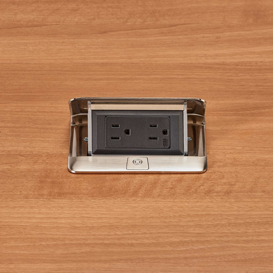 DQFP15ST - Wiremold - DQFP15ST Cord Ended deQuorum SingleFlip Up Unit in Stainless Steel