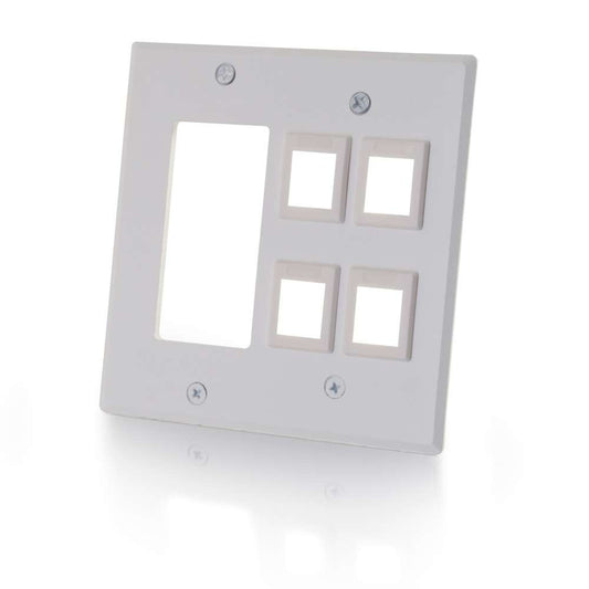 CG41341 - C2G - One Cutout with Four Keystone Double Gang Wall Plate White