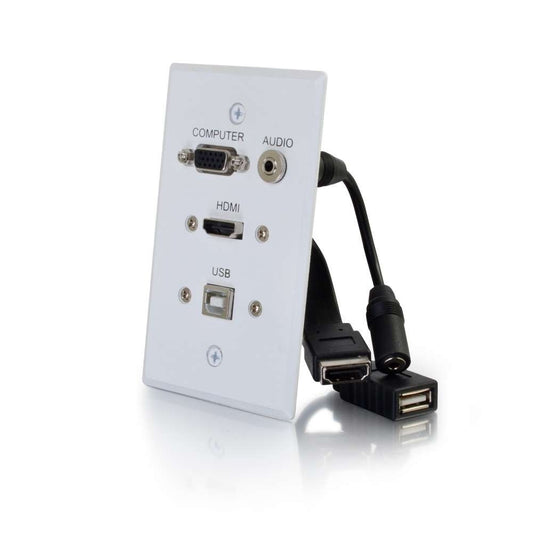 CG39706 - C2G - HDMI VGA 3.5mm Audio and USB Pass Through Single Gang Wall Plate White