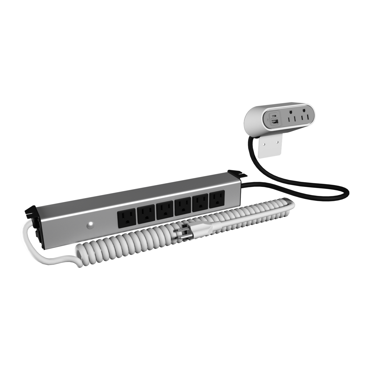 SS266WH - Wiremold - Sit Stand Desk Power with 2 Surface Outlets and 6 Below Desk in White