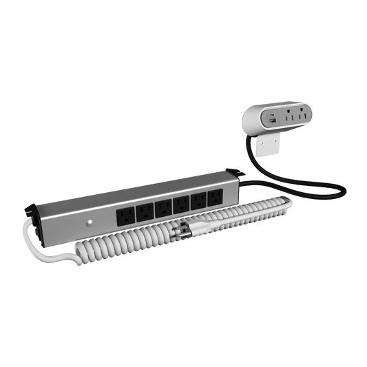 SS266WH - Wiremold - Sit Stand Desk Power with 2 Surface Outlets and 6 Below Desk in White