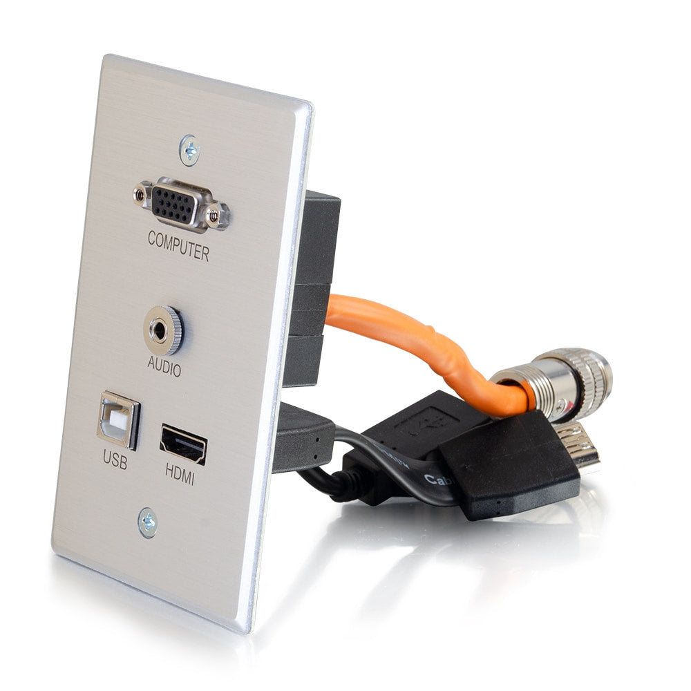 CG60171 - C2G - RapidRun VGA plus 3.5mm plus HDMI and USB Pass Through Single Gang Wall Plate
