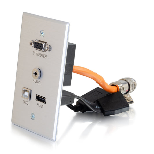 CG60171 - C2G - RapidRun VGA plus 3.5mm plus HDMI and USB Pass Through Single Gang Wall Plate